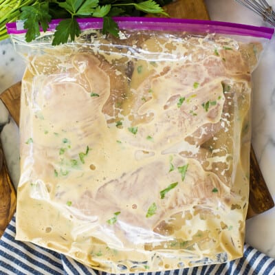Chicken marinade in bag.